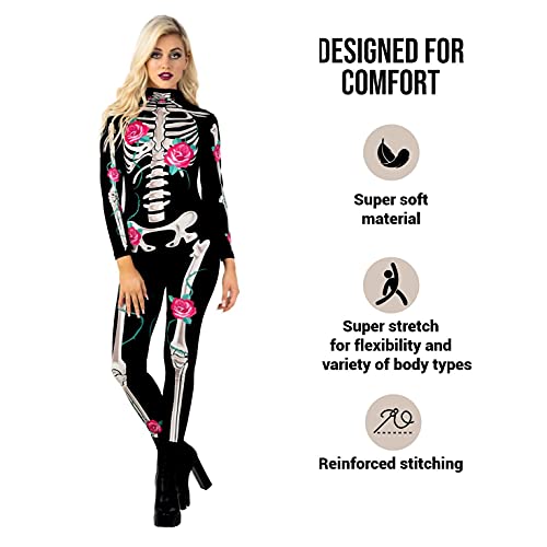 Morph Skeleton Bodysuit Costume for Women, Halloween, XL