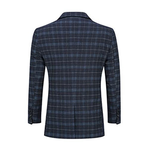 Allthemen Men's 2 Piece Slim Fit Tuxedo Suit Plaid Black Size M