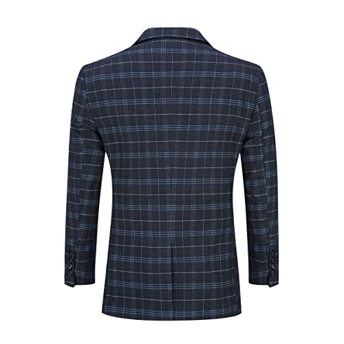 Allthemen Men's 2 Piece Slim Fit Tuxedo Suit Plaid Black Size M