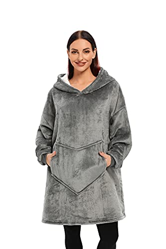 C Hello Cloud Oversized Hoodie Blanket, Wearable Blanket Sweatshirt, Grey
