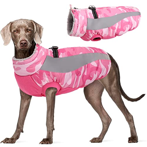 Kuoser Dog Winter Jacket Waterproof Windproof Fleece Reflective Vest Camo - view 1