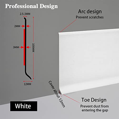 PVC Skirting Board Trim Self Adhesive Flexible 5m x 10cm Peel and Stick White - view 2