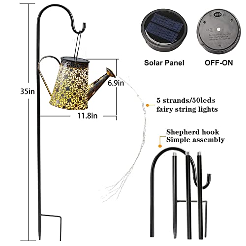 Dudupie Solar Watering Can with Lights Hanging Waterfall Waterproof Garden - view 3