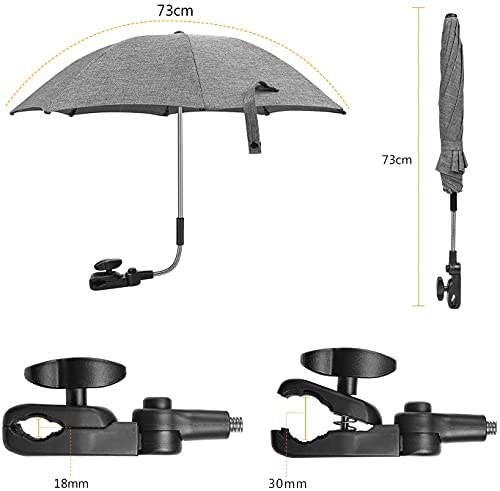 Winload Pram Parasol Universal UV Clip On Buggy Umbrella 71cm Grey - view 6