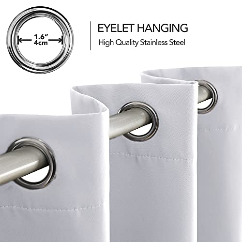 Deconovo Thermal Blackout Curtains, Ring Top, Silver Grey, 1 Pair