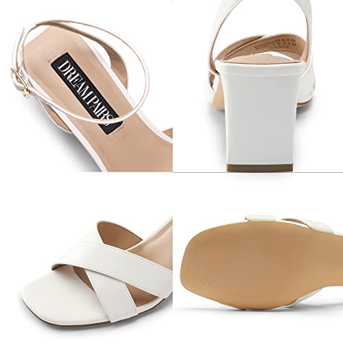 Dream Pairs Womens Ankle Strap Sandals Low Square Heel White Size 41 EU 7 UK - view 4