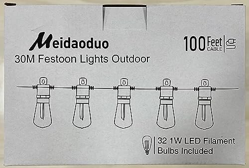 Festoon Lights Outdoor 30m 100ft IP65 32 LED 2700K Bulbs 4m Extension Cable - view 8