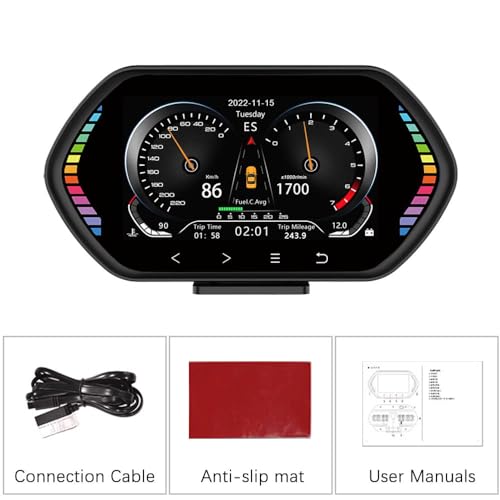 Camecho Car HUD Head Up Display OBD2 GPS Speedometer 4.5 in IPS Multicolour - view 7