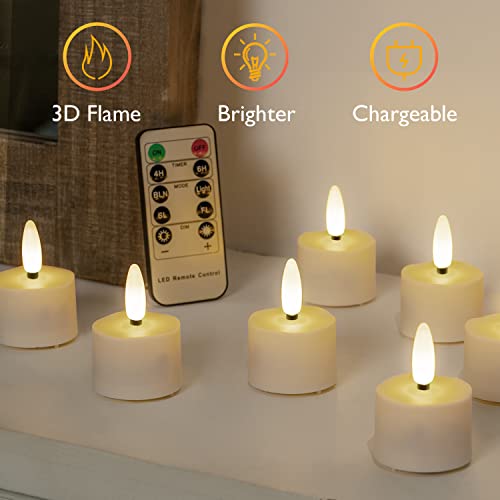 Homemory 6 Pack Rechargeable LED Tea Light Candles Remote Timer