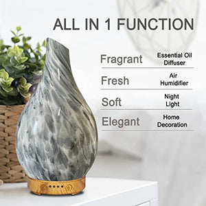 Glass Essential Oil Diffuser 100ml Ultrasonic Cool Mist Humidifier - Grey