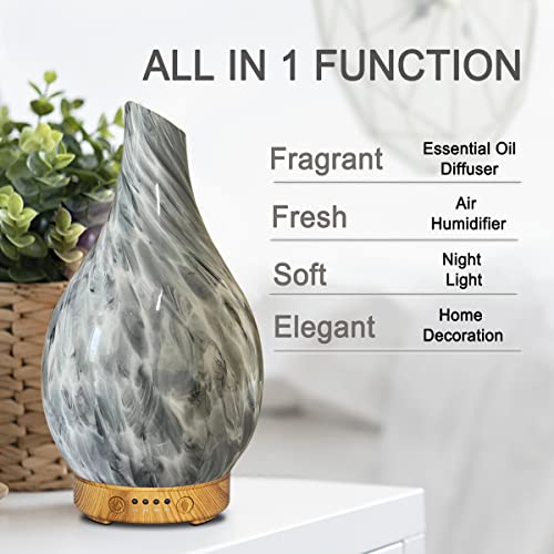 Glass Essential Oil Diffuser 100ml Ultrasonic Cool Mist Humidifier - Grey