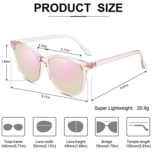 Myiaur Polarised Sunglasses Women Square Oversized Mirrored Lens UV400 - view 5