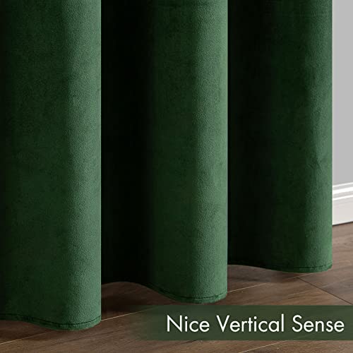 Miulee Velvet Blackout Curtains, Thermal Insulated, Dark Green, 2 Panels