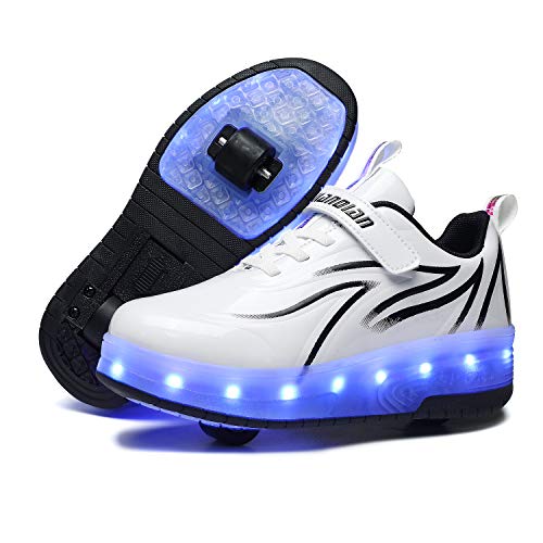 Unisex Kids LED Roller Skate Trainers USB Rechargeable Double Wheels - view 1