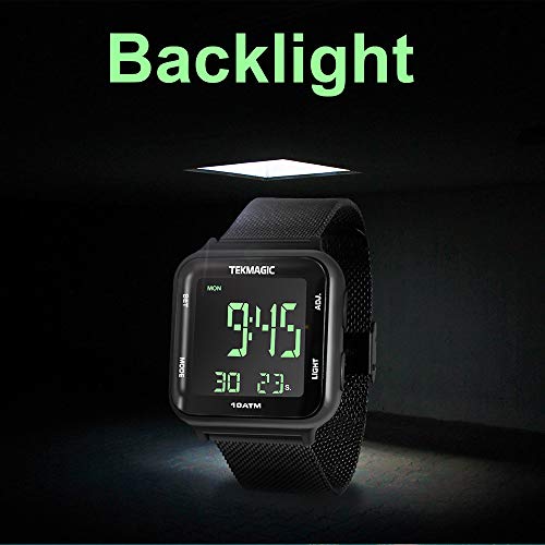 10 ATM Waterproof Submersible Digital Watch With Stainless Steel Watch Strap