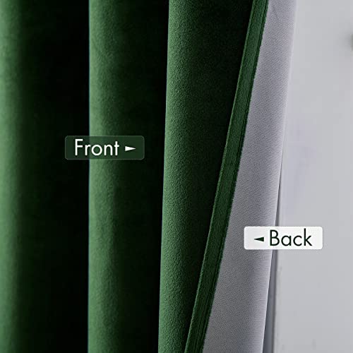 Miulee Velvet Blackout Curtains, Thermal Insulated, Dark Green, 2 Panels