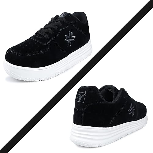 Buckhead Unisex Casual Sneakers Suede Black White Trainers UK 9