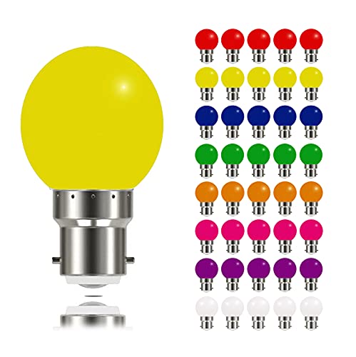 Maycolor Coloured Light Bulbs Bayonet B22 3W Pack of 40 8 Colours