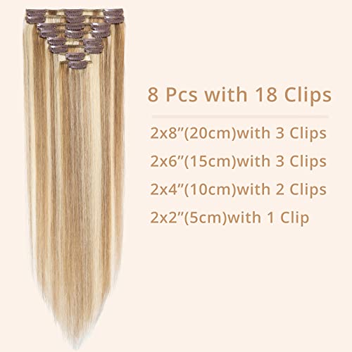 Tess Clip-In Hair Extensions, 12in Ash Blonde Mix, 8pcs 55g