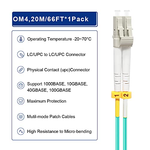 FLYPROFiber 20m OM4 LC to LC Fibre Patch Cable Duplex 50/125 LSZH 100GB - view 4