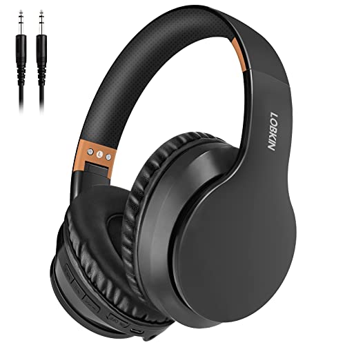 Lobkin Wireless Headphones Over Ear Bluetooth 5.3, Black Orange