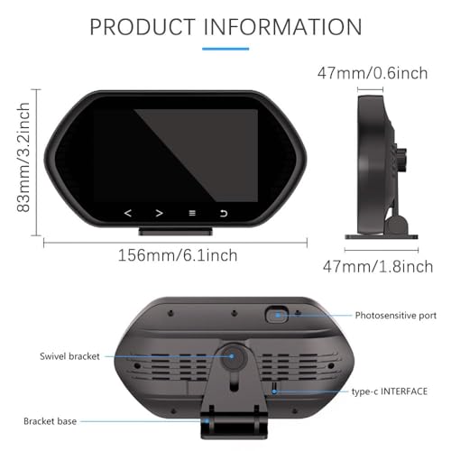 Camecho Car HUD Head Up Display OBD2 GPS Speedometer 4.5 in IPS Multicolour - view 8