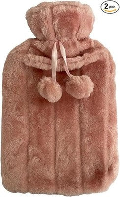Hot Water Bottle Faux Fur Cover Large 2L Super Soft Pink