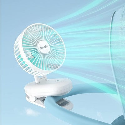 HandFun Clip On Desk Fan 5000mAh USB Rechargeable Pram Stroller Fan 4 Speeds