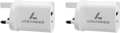 Lycander Pd-501 Uk Plug 18 W 2-Port Usb Charger Qc3.0 Usb-A + Usb-C Pd