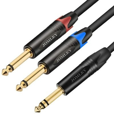 1 M 6.35 mm Trs To Dual 6.35 mm Ts Mono Y-Splitter Audio Cable For Recording
