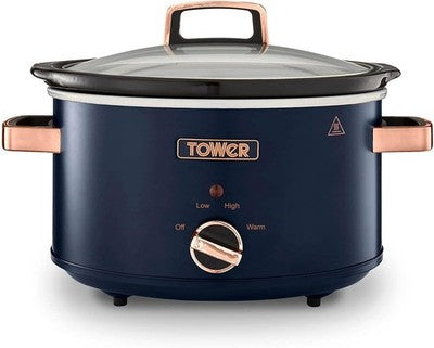 Tower T16042MNB Cavaletto 3.5L Slow Cooker Midnight Blue Rose Gold 3 Heat