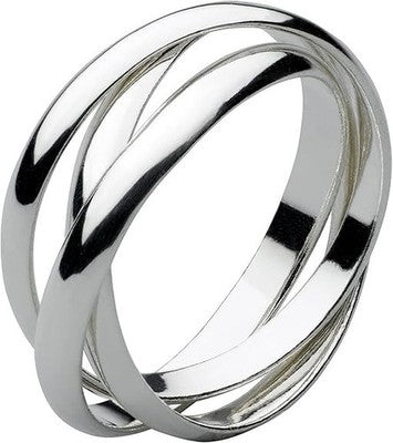 Dew Sterling Silver Interlocking Bands 3x3mm Ring Size O