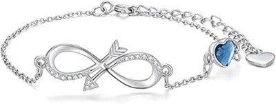 Shusukue 925 Sterling Silver Infinity Bracelet Gift for Women, Mum & Girls