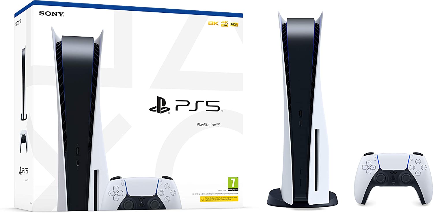 Sony PlayStation (PS5) Disc Edition Console with Controller 825GB Wi-Fi - White