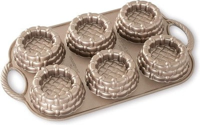 Nordic Ware Shortcake Baskets Cakelet Pan Cast Aluminium Toffee 3 Cup USA