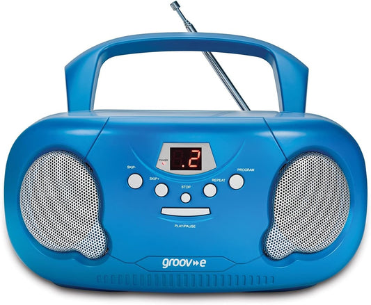 Groov-e Original Boombox & Kids Story CD Bundle 10 Children's Stories - Blue