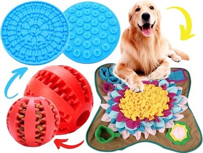 Poochsy Dog Snuffle Mat Set 3pcs Licky Mat Treat Ball Puzzle Toys