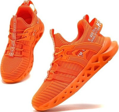 Kricely Kids Trainers Lightweight Breathable Sports Shoes Orange Size 9 UK Child