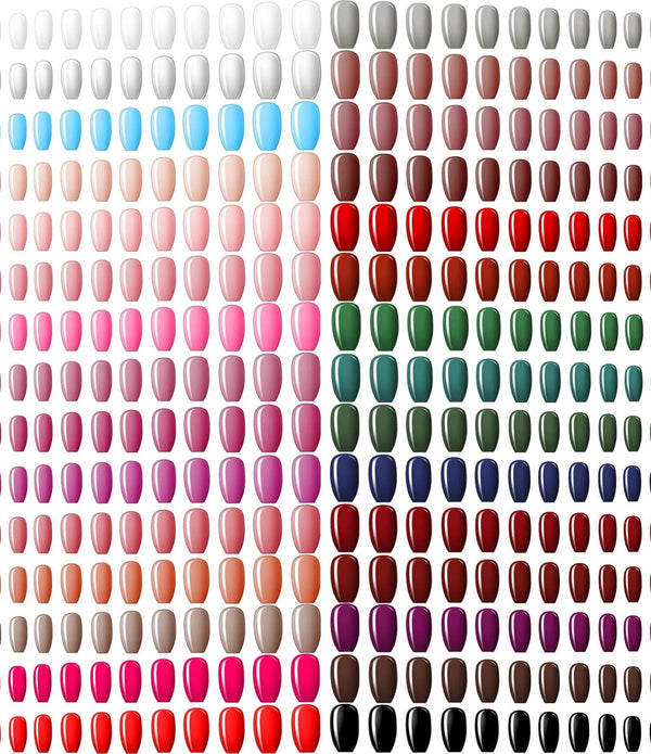 Maitys 720 Pieces 30 Sets Medium Square Nails Artificial Fake Nails Ballerina Press on Nails Glossy Fake Nails Cover False Nails Tips for Women Girls DIY(Classic Colors) - Rebx.co.uk