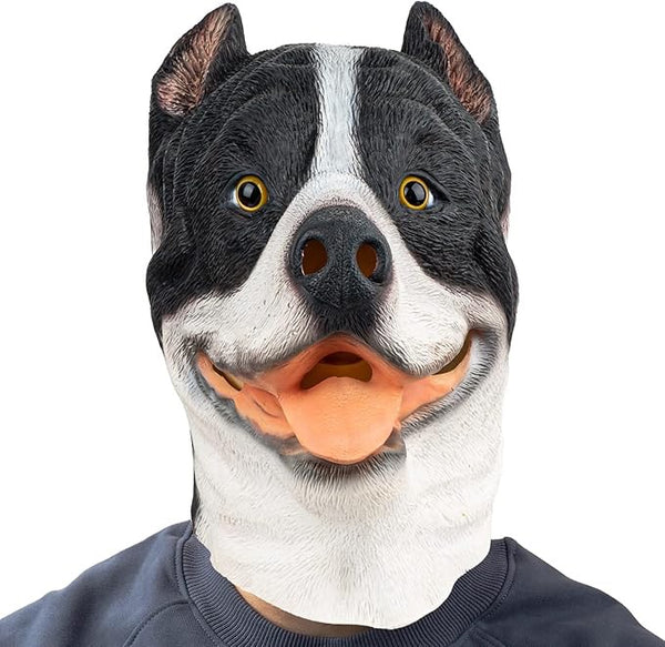 Dog Animal Mask Latex Full Head Realistic Bulldog Masks Fancy Dress for Halloween Carnival Costume Party - Rebx.co.uk