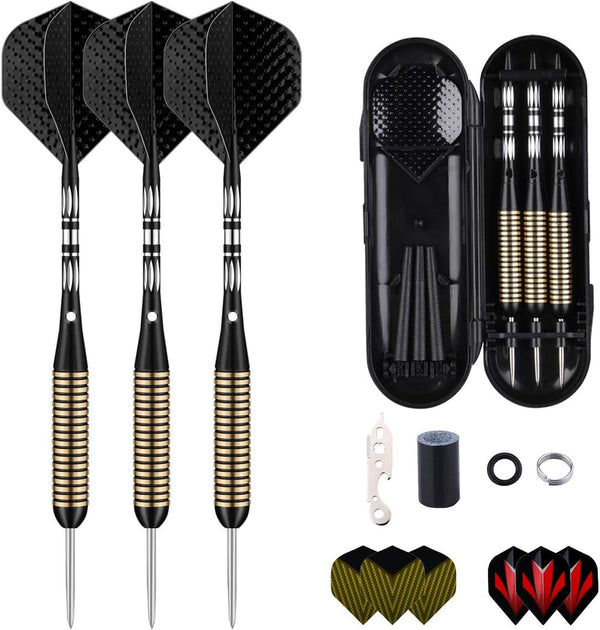 Professional 3 Pack 22g, 23g, 24g, 27g Steel Tip Darts Set With Darts +