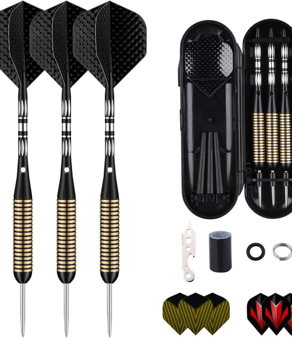 Professional 3 Pack 22g, 23g, 24g, 27g Steel Tip Darts Set With Darts +