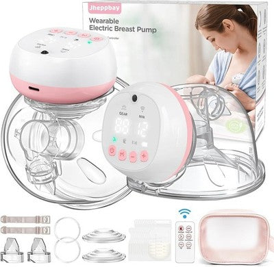 Jheppbay Double Wearable Breast Pumps, 12 Levels, Leak-Proof, Wireless, 2-Pack