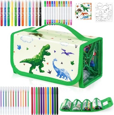 WERNNSAI Dinosaur Marker Set 58pcs Scented Markers + Case Stickers Colouring