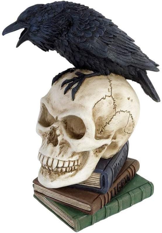 Alchemy Poe's Raven Gothic Skull and Books Resin Ornament