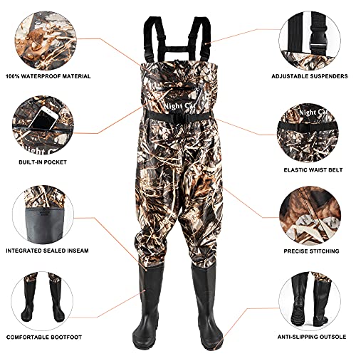 Night Cat Fishing Chest Waders with Boots, Waterproof, Unisex - Bootfoot UK11