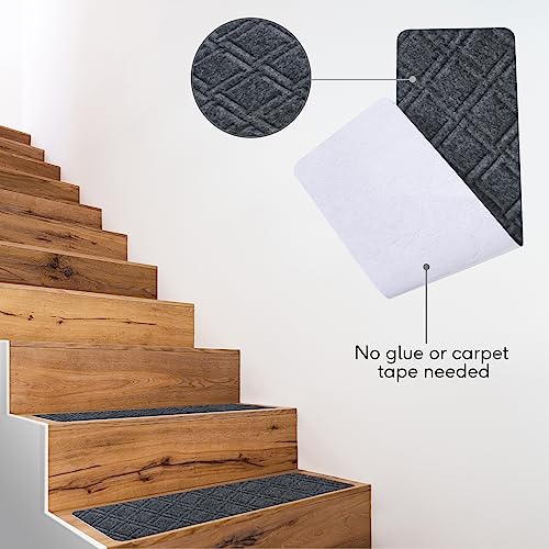 Triceratops 20Cmx76cm, 14-Pack, Stair Treads Carpet Non-Slip, Elders, Gray