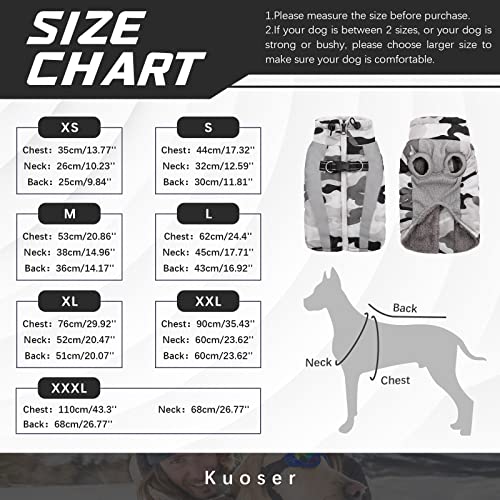 Kuoser Dog Winter Jacket, Waterproof Windproof Camo Fleece Vest