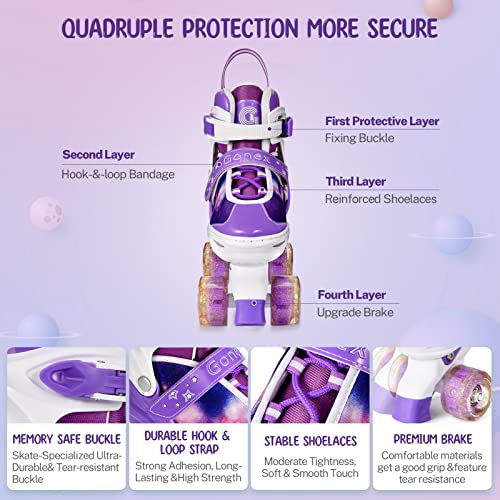 Gonex Adjustable Roller Skates, 4 Light-Up Wheels, Kids & Women