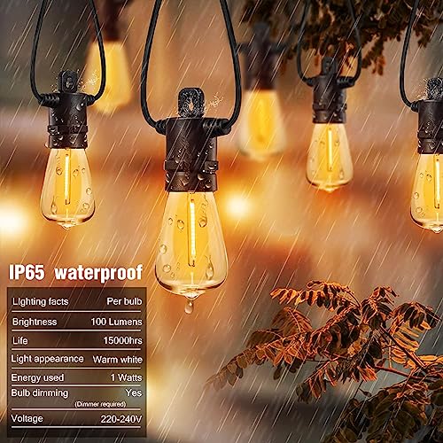Festoon Lights Outdoor 30m 100ft IP65 32 LED 2700K Bulbs 4m Extension Cable - view 6